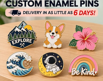 Custom Soft Enamel Pins | Rush Production, No Minimum (6-8 Days Available)