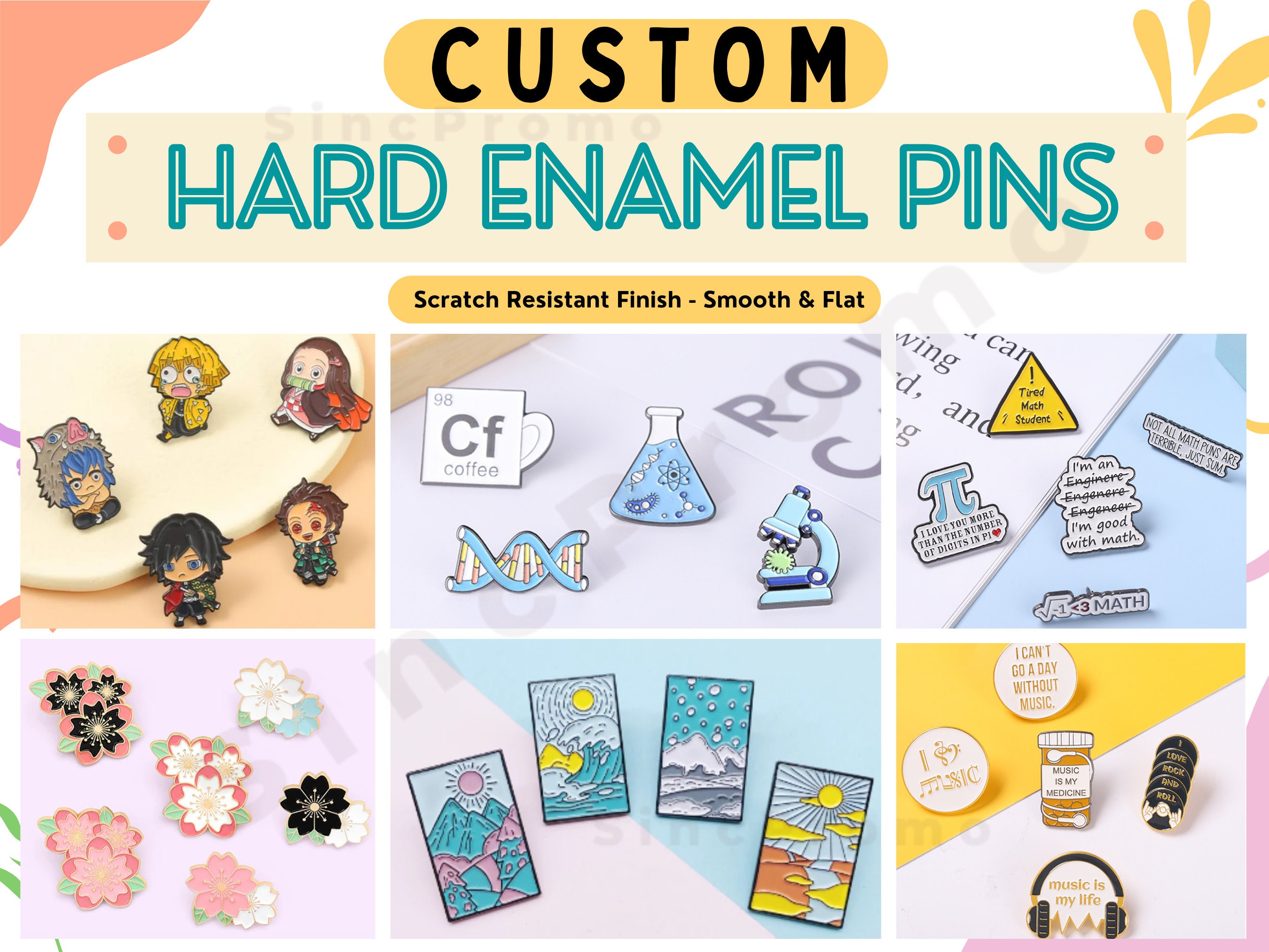 50 Lapel Pins, Enamel Pins, Custom Enamel Pins, Hard Enamel Pin 