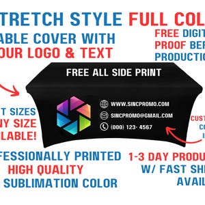 Custom Table Cloth with Business Logo Personalized Table Cover Stretch Spandex Tablecloth Tradeshow Wedding Party Banquet Festival Events