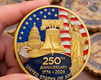 Custom America Challenge Coin 1776–2026, Personalized Patriotic Coin, USA Semiquincentennial Keepsake, 250th Anniversary Military, Veteran