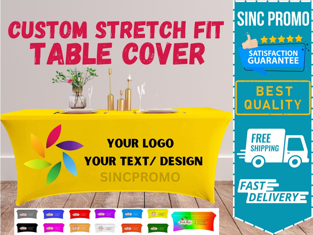 CUSTOM Spandex Stretch Table Cover Personalized Table Cover 4FT 6FT 8FT