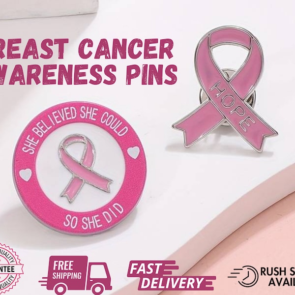 CUSTOM Awareness Pins Personalized Enamel Pins Custom Breast Cancer Awareness Lapel Pin Ribbon Pin - support, fundraiser, event, campaigns