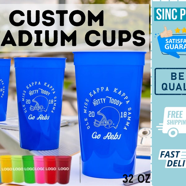 32 oz Custom Stadium Cups | Custom Reusable Cups | Personalized Stadium Cups, Drinkware, Custom Drink Cups, Custom Party Cups, Plastic Cups