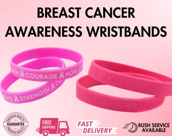 CUSTOM Breast Cancer Awareness Wristbands - Personalized Awareness Wristbands Silicone Bracelets Awareness, Support, Motivation, Fundraisers