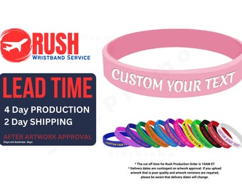 RUSH Custom Wristbands - Personalized Rubber Bracelet - Motivation, Events, Gifts, Support, Fundraiser, Awareness, & Causes EXPRESS Shipping