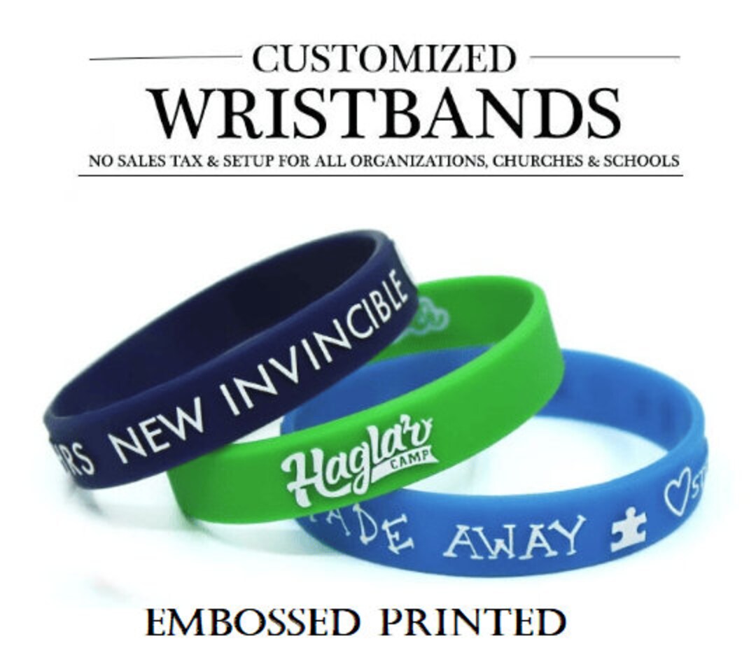 EMBOSSED PRINTED Custom Wristbands Personalized Rubber Bracelets