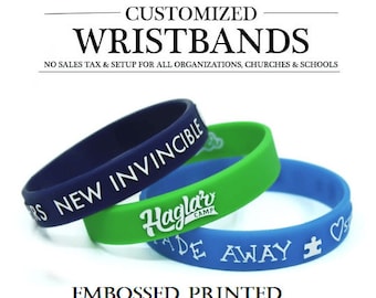 EMBOSSED PRINTED Custom Wristbands - Personalized Rubber Bracelets - Motivation, Events, Gifts, Support, Fundraisers, Awareness, & Causes
