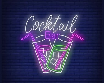 Cocktail Bar Neon Sign | Custom Neon Sign, LED Neon Bar Sign | Custom Sign, Beer Sign, Bar Sign, Custom Bar Sign, Wall Decor, Led Neon Light