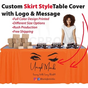 Custom Table Covers Full Color Printing Full Color Design Tablecloths Printed Table Covers Free Shipping Table Throws Rush Production Custom Tablecloths Different Sizes Full-Color Table Covers Quick Shipping