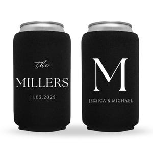 Custom Wedding Can Coolers, Monogram, Big Initial, Minimalist Can Coolers, Personalized Wedding Can Coolers, Beverage Insulator, Beer Cooler