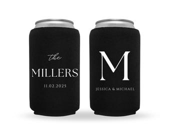 Custom Wedding Can Coolers, Monogram, Big Initial, Minimalist Can Coolers, Personalized Wedding Can Coolers, Beverage Insulator, Beer Cooler