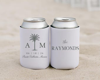 Beach Wedding Can Coolers, Coastal Wedding Favors, Custom Wedding Can Coolers, Personalized Can Holders, Beverage Insulator, Beer Huggers