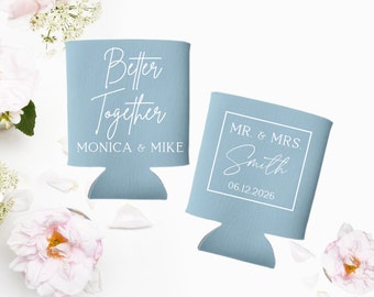 CUSTOM Can Coolers | Personalized Wedding Can Coolers | Wedding Favors Wedding Collapsible Foam Can Coolers Wedding Event Anniversary Party