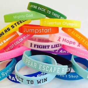 AWARENESS Custom Wristbands - Printed / Debossed / Embossed / Color Filled Silicone Rubber bracelet custom wristband Personalized wristband