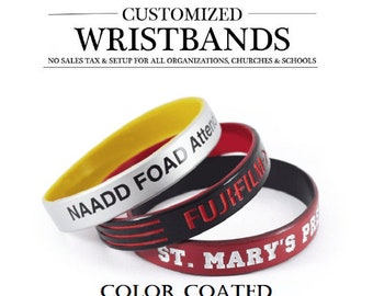 COLOR COATED Custom Wristbands - Personalized Rubber Bracelets - Motivation, Events, Gifts, Support, Fundraisers, Awareness, & Causes
