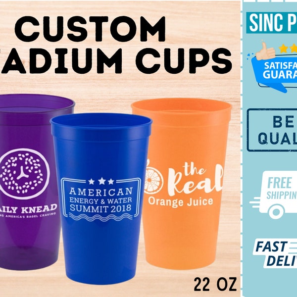 22 oz Custom Stadium Cups | Custom Reusable Cups | Personalized Stadium Cups, Drinkware, Custom Drink Cups, Custom Party Cups, Plastic Cups