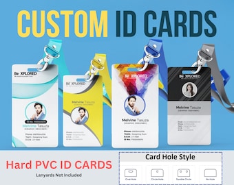 Full Color - Both Side Printed Hard plastic PVC ID Cards - Photo ID for Event Passes, Staff card, Visitor Badges, School, Badge Press & more