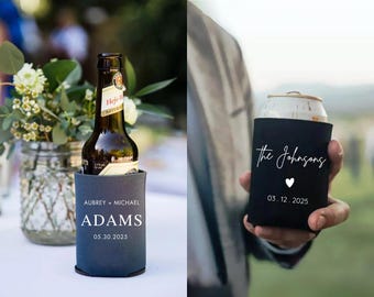 CUSTOM Wedding Can Coolers | Personalized Wedding Can Coolers | Neoprene Collapsible Foam Coolers | Wedding Favors Wedding Event Anniversary
