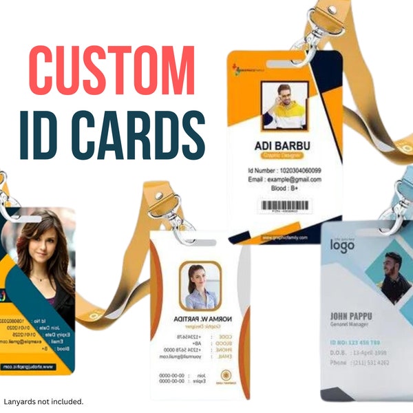 Full Color Plastic Photo ID Badges & PVC Cards - Both Side Printed - Photo ID For The Workplace, Visitor Badges, Contractors, Staff Card