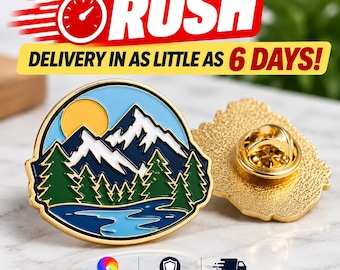 Rush Custom Enamel Pins, Custom Logo Lapel Pins, Fast Turnaround Soft Enamel Pins, Personalized Metal Pins No Minimum