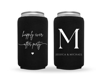 Custom Can Coolers, Happily Ever After Party, Personalized Wedding Can Coolers, Wedding Stubbies, Personalized Can Holder, Wedding Favors