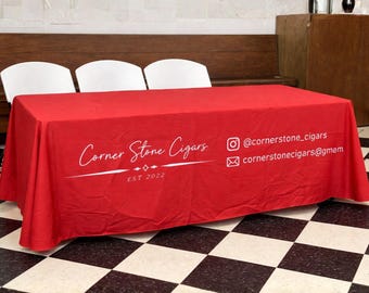 Custom Table Cloth with Logo - Personalized Table Cover for Trade Shows, Markets & Events, Full Color Custom Printed Tablecloth 4ft 6ft 8ft