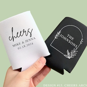 CUSTOM Wedding Can Coolers | CHEERS Can Coolers | Personalized Wedding Can Coolers |  Collapsible Coolers, Design Cheers Arch, Wedding Favor