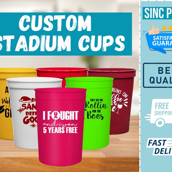16 oz Custom Stadium Cups | Personalized Stadium Cups | Stadium Cups, Custom drinkware, Custom Drink Cups, Custom Plastic Cups, Event, Party