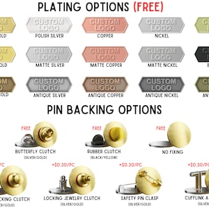 Custom soft enamel pins Lapel pin plating Pin finish options Metal plating for pins Custom pin coatings Gold-plated lapel pins Silver-plated pin options Antique finish lapel pins Nickel-plated badges