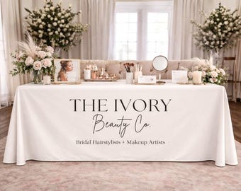 Custom Table Cover with Logo, Personalized Tablecloth for Business Events, Corporate Branding Table Cloth, Full Color Printed Table Cover