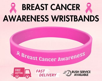 Breast Cancer Awareness Wristbands - Custom Awareness Wristbands Personalized Silicone Bracelets Awareness, Support, Motivation, Fundraisers