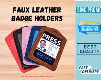 Faux Leather ID Badge Holder, Leather ID Holder | ID Badge Holder | Leather Luggage Badge Holder | Leather Work Holder, Credit Card