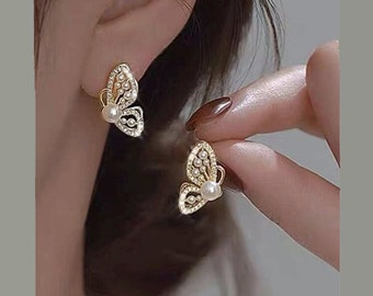 Gold Butterfly Earrings, Stud Earring, Fashion Jewelry