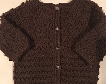 Baby crocheted sweater, size 6-12 months, girls, boys, unisex