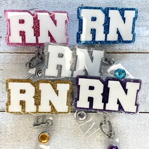 RN badge reel- glitter badge reel- healthcare badge reel
