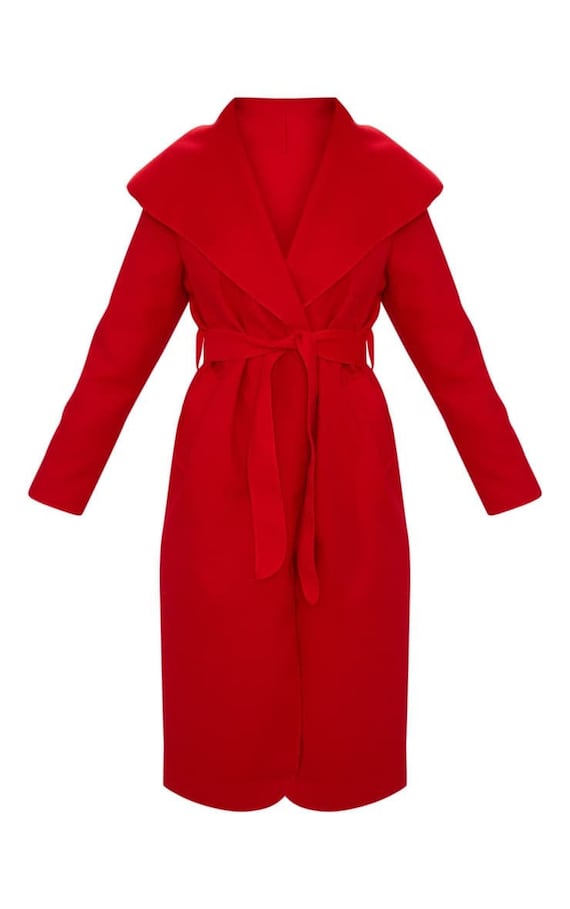 Red waterfall coat top