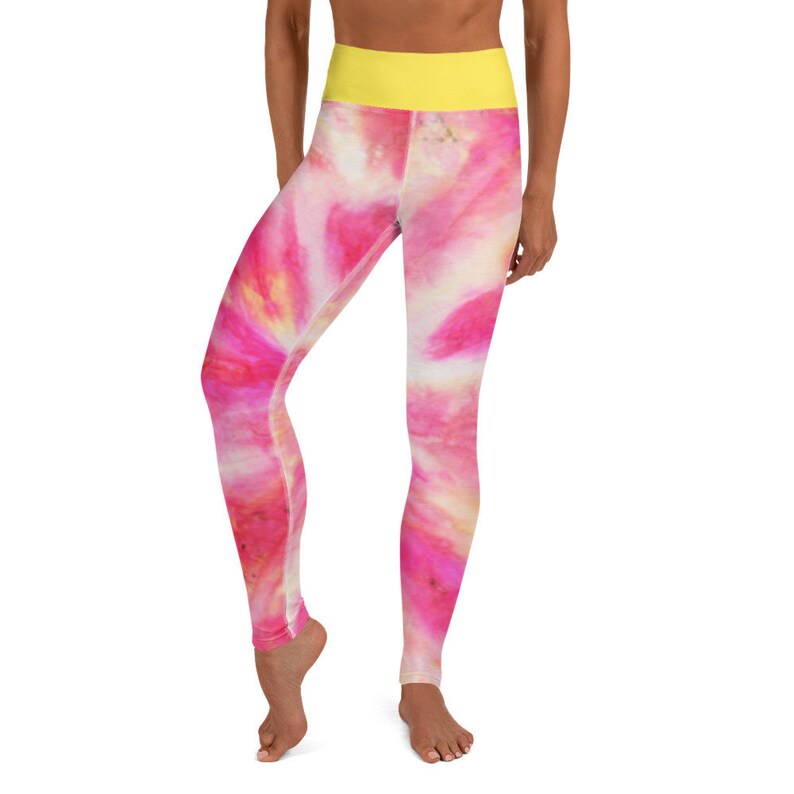 Good Vibes Pink Tie Dye Yoga LeggingsMotivationalPositiveWomens Fashion LeggingsWorkout LeggingsMommy and me