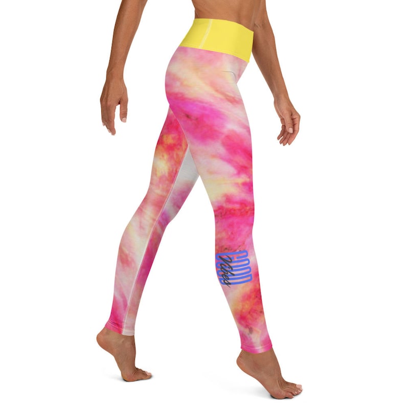 Good Vibes Pink Tie Dye Yoga LeggingsMotivationalPositiveWomens Fashion LeggingsWorkout LeggingsMommy and me