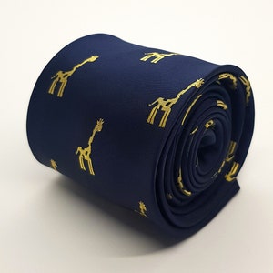 Giraffe | Navy Mens Tie | Embroidered Design by TailoredTies - T01  |  Gift Idea