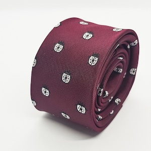 Ladybird / Ladybug Maroon Mens Tie | With Embroidered Design by TailoredTies - T07  |  Gift Idea