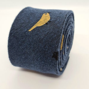 Navy Cotton Bird Tie | Mens Tie | Women's Tie | Embroidered Design by TailoredTies - T62  |  Gift Idea