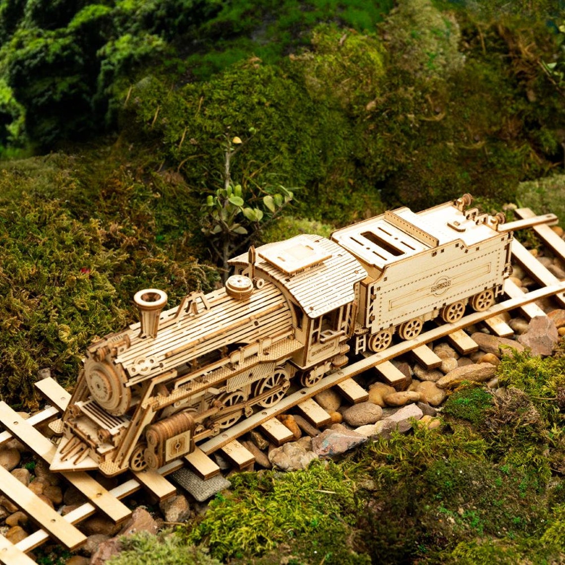 DIY 308pcs Laser Cutting Movable Steam Train Wooden Model Etsy