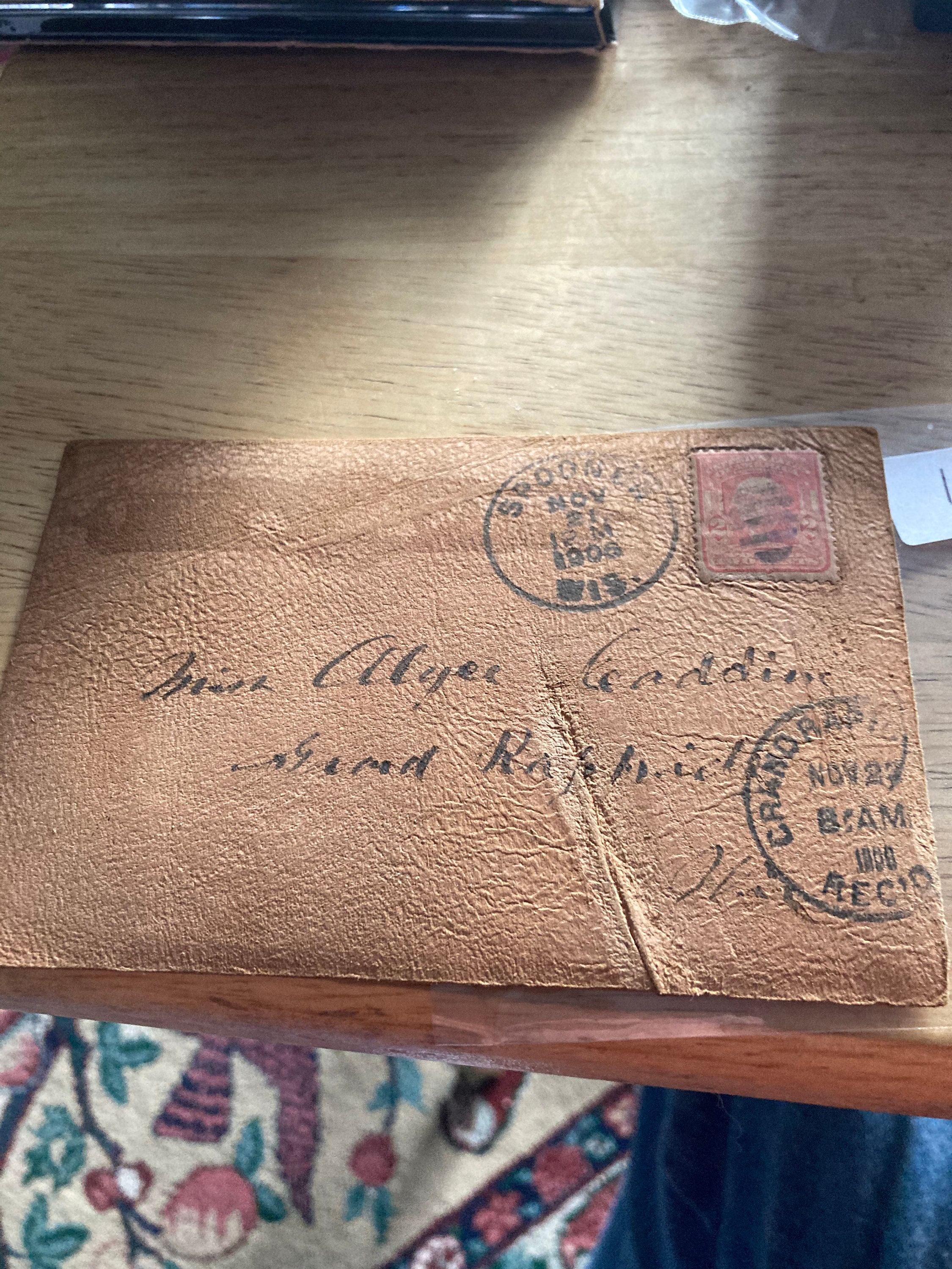 Vintage leather Postcard 1906 Etsy