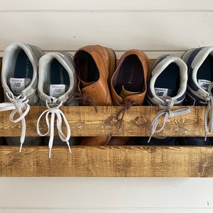 Dark oak - Wall mounted hallway rustic shoe rack