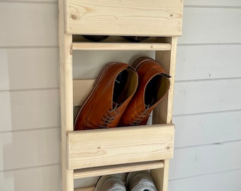 Natural wood - 1m Vertical shoe organiser- space saving