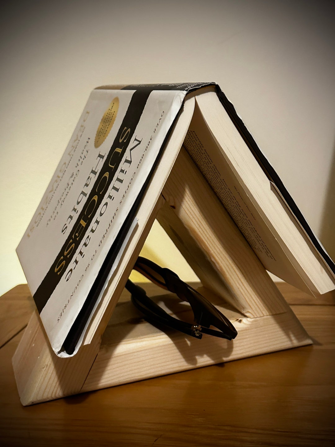 Natural Wood Bedside Table Book and Reading Glasses Organiser Etsy UK