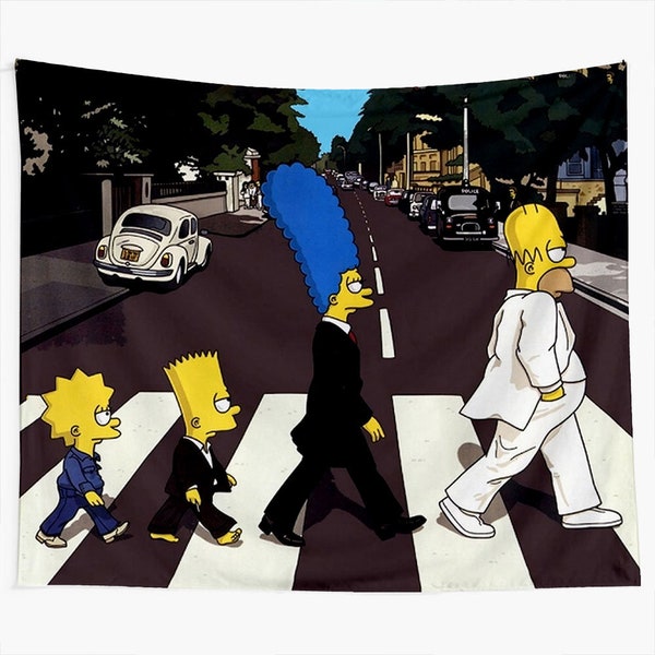 The Simpsons Abbey Road Tapestry | The Simpsons Abbey Road Wall Hanging | The Simpsons Abbey Road Wall Decor | Home Decoration