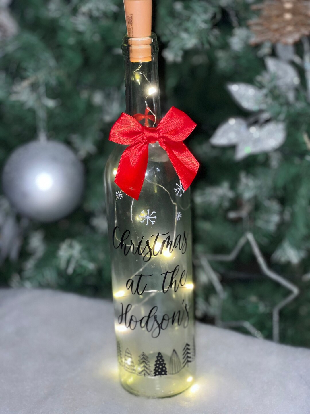 Personalised Christmas Light up Wine Bottle Special Gift Etsy UK