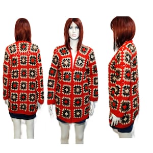 Granny square coat, Afghan cardigan, Crochet cardigan, gift for him, personalized gifts,