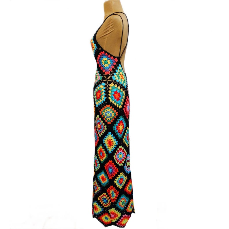 Granny Square Afghan Cotton Multicolor Maxi Dress Plus Size - Etsy